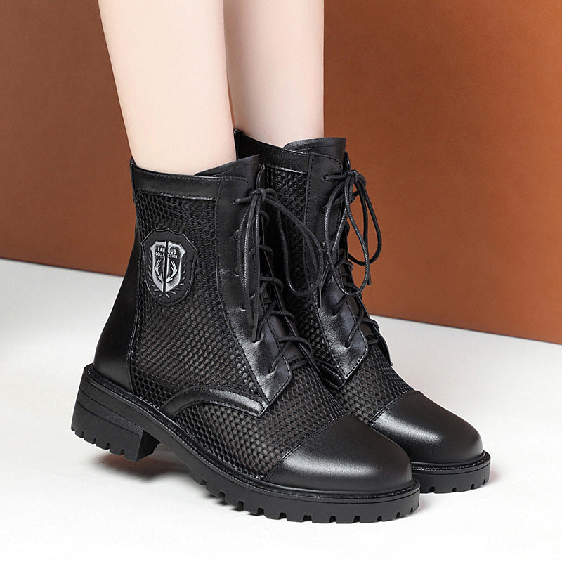 Damen Modische Stiefeletten aus atmungsaktivem Netzmaterial mit robusten Profilsohlen EB