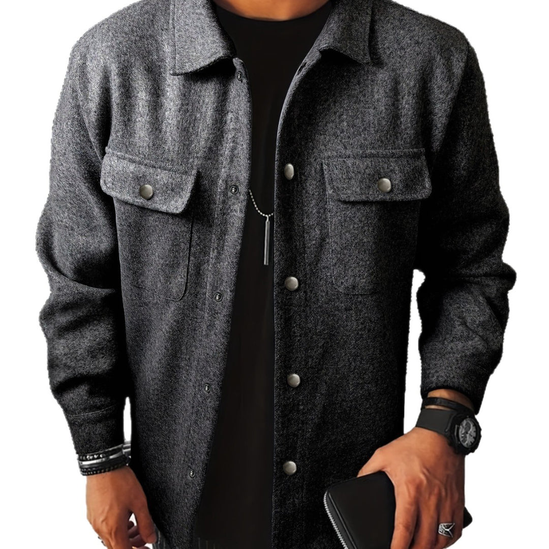 Herren nan Hemdenjacke aus Wollmix mit Druckknöpfen und Pattentaschen EB