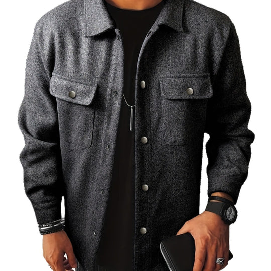 Herren nan Hemdenjacke aus Wollmix mit Druckknöpfen und Pattentaschen EB