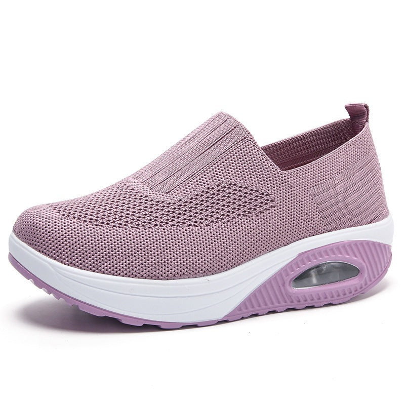 Damen Sportliche Slip-On Sneakers mit atmungsaktiver Strickoberfläche EB
