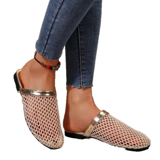 Damen elegante Mules mit glänzendem Obermaterial EB