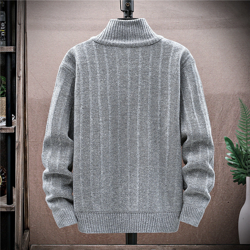 Herren strickpullover mit hohem Kragen und Reißverschluss EB