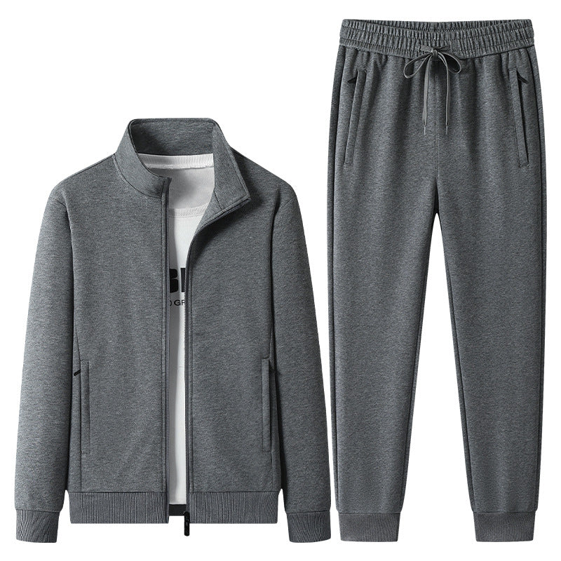 Herren Freizeit-Trainingsanzug Set mit Stehkragen Reißverschlussjacke und Jogginghose aus French Terry EB