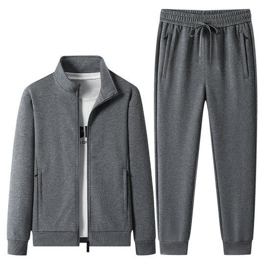 Herren Freizeit-Trainingsanzug Set mit Stehkragen Reißverschlussjacke und Jogginghose aus French Terry EB