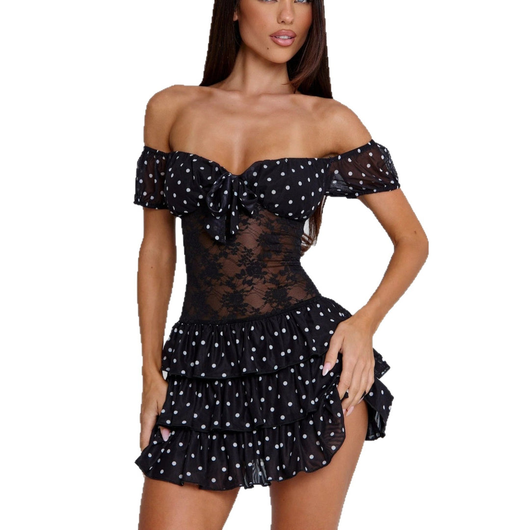 Damen Verspieltes Off-Shoulder Kleid mit Rüschendetails EB