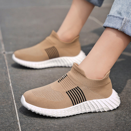 Damen Sportliche Strick-Sneaker mit elastischem Abschluss EB