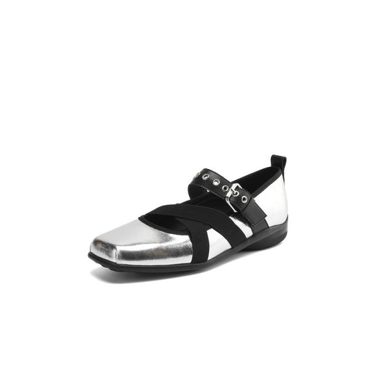 Damen Komfortable Ballerinas mit elastischen Riemen EB