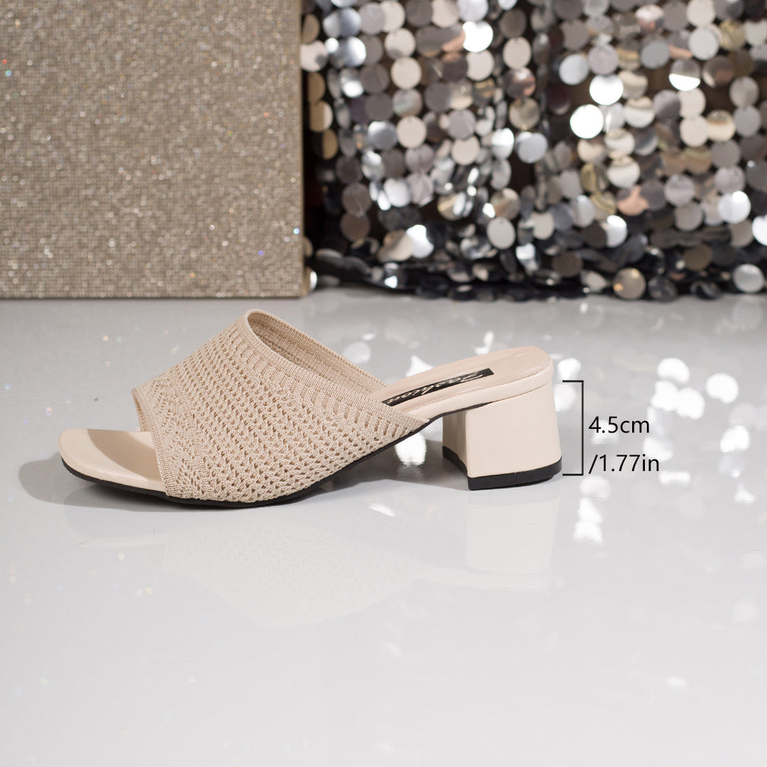 Damen Komfortable offene Mules mit trendigem Blockabsatz EB