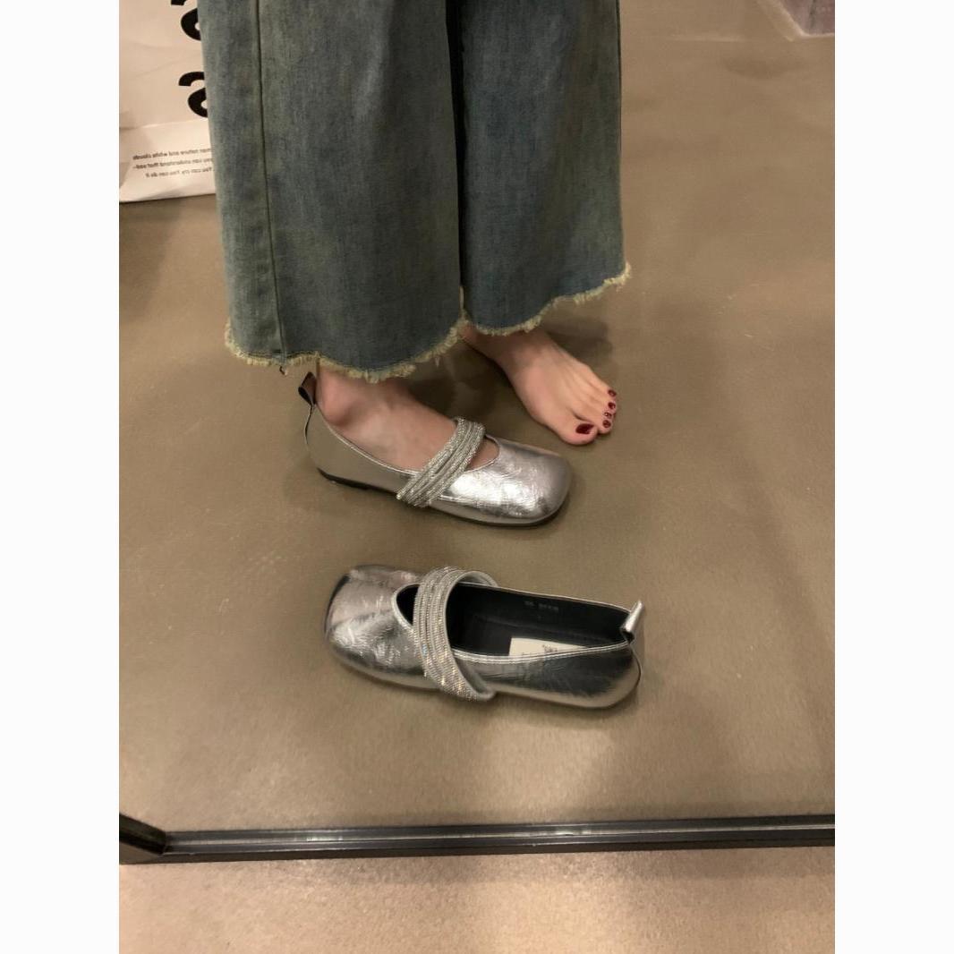 Damen elegante Ballerinas mit verzierten Riemchen EB
