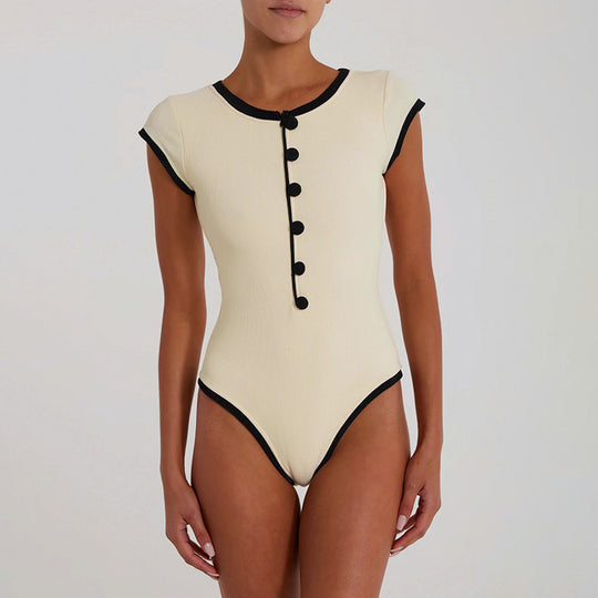 Damen Badeanzug mit Knopfdetail und elegantem Schnitt EB