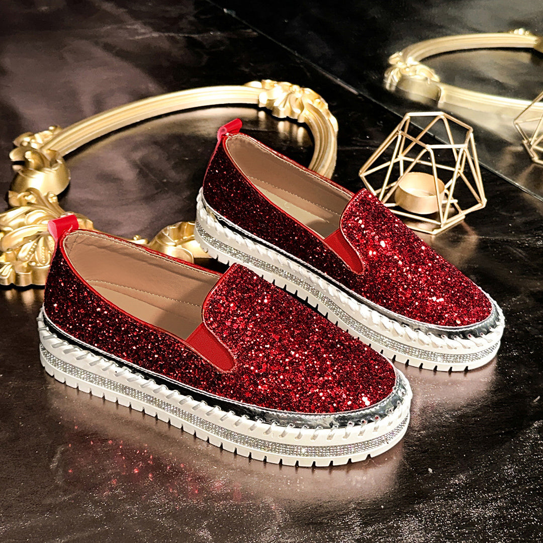 Damen Glitzernde Slip-On Sneakers mit flexiblem Sohlenprofil EB