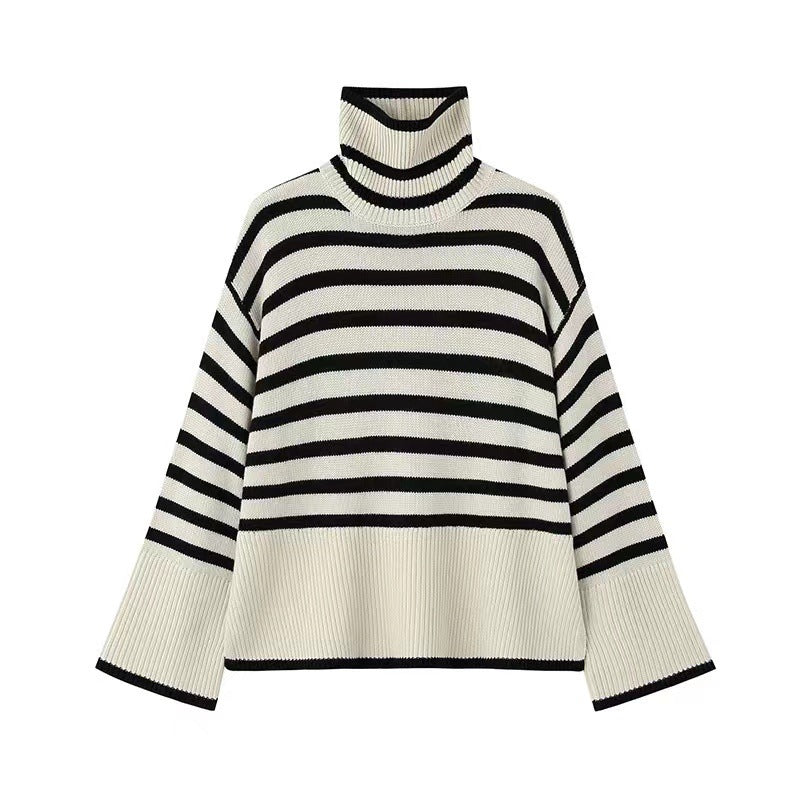 Damen Strickpullover mit Rollkragen und breiten Ärmeln EB