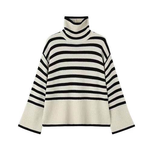 Damen Strickpullover mit Rollkragen und breiten Ärmeln EB