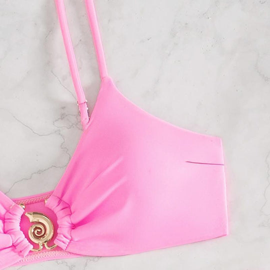 Damen Bikini-Set mit verspieltem Knoten und elegantem Gold-Detail EB