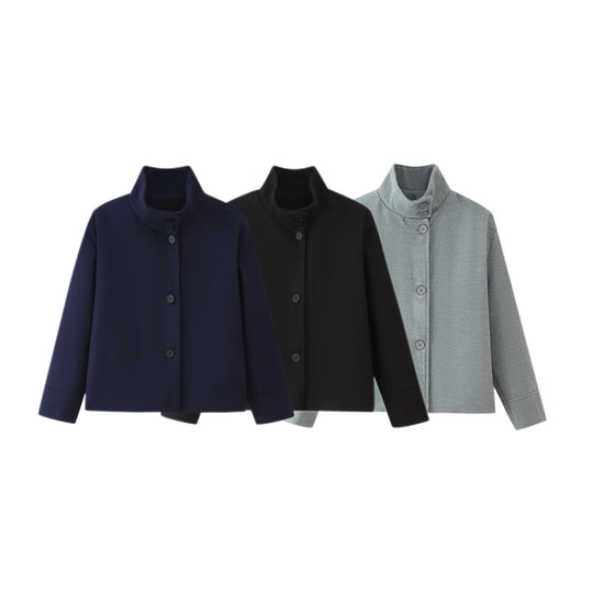 Damen modische Steppjacke mit hohem Kragen und praktischen Taschen EB