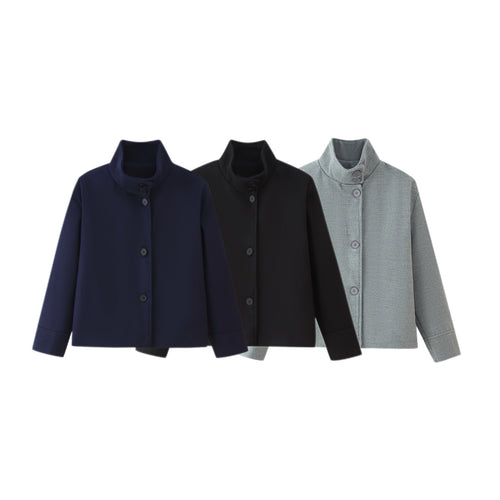 Damen modische Steppjacke mit hohem Kragen und praktischen Taschen EB