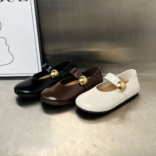 Damen Ballerinas mit elegantem Riemen und goldener Schnalle EB