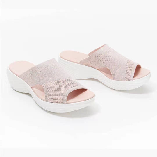 Damen elegante Wedge-Pantoletten mit atmungsaktivem Obermaterial EB