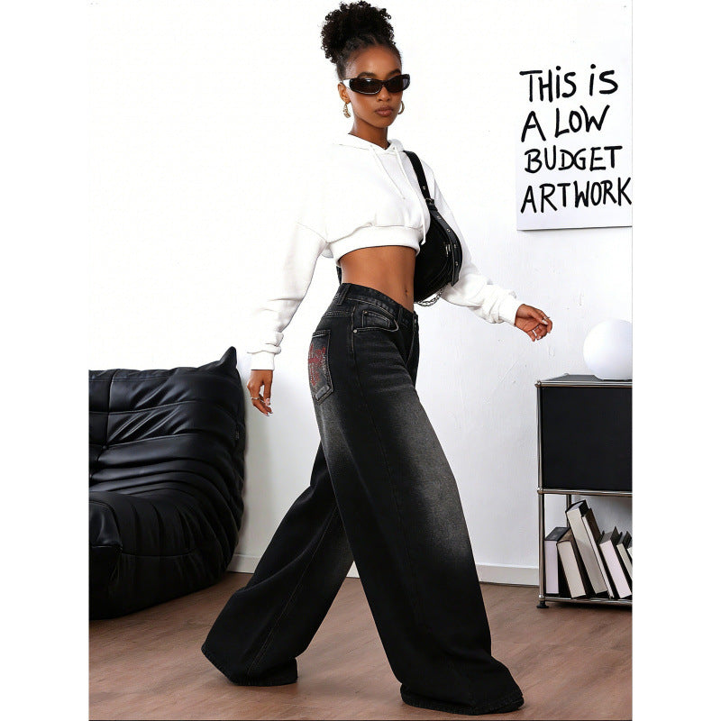 Damen Weite Jeans im Urbanen Stil mit Exklusivem Design EB