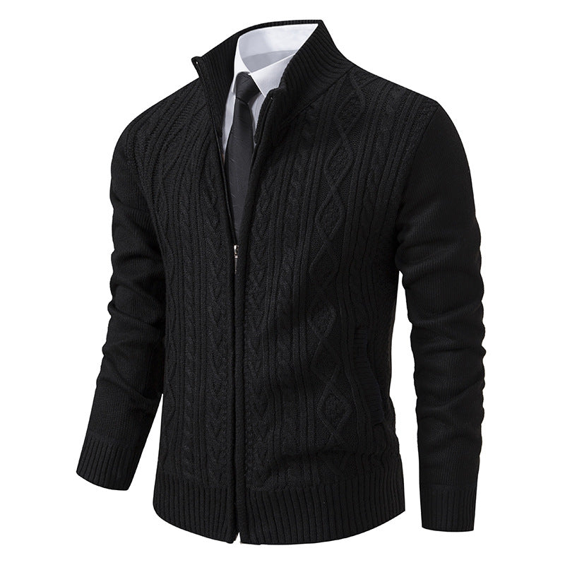 Herren Strickjacke mit hohem Kragen und Reißverschluss EB