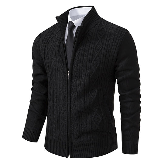 Herren Strickjacke mit hohem Kragen und Reißverschluss EB