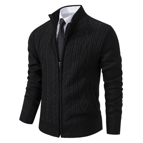 Herren Strickjacke mit hohem Kragen und Reißverschluss EB