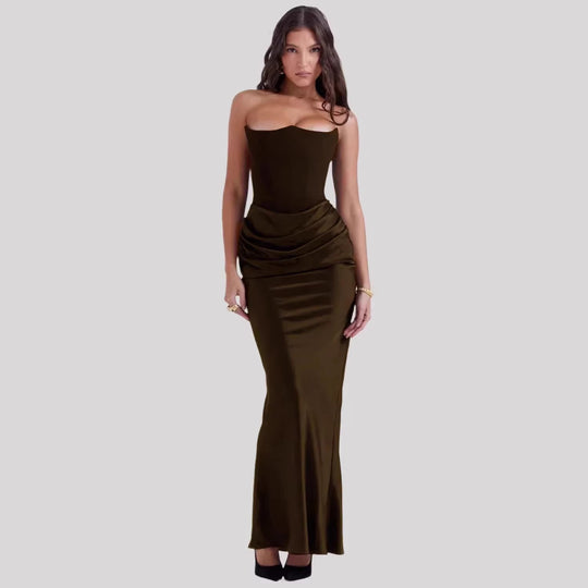 Damen Elegantes Abendkleid mit tiefem Dekolleté und drapierten Details EB