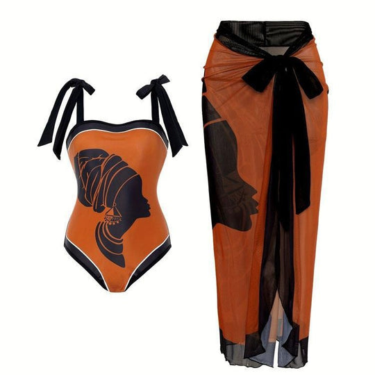 Damen Badeanzug mit luftiger Wickelrock EB