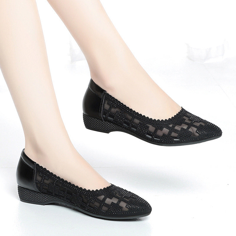 Damen Elegante Ballerinas mit modischem Cut-Out-Design und funkelnden Strassdetails EB