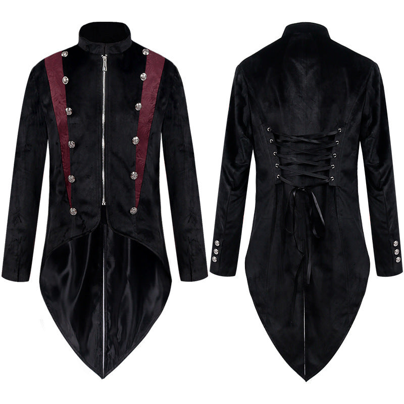 Herren nan verzierter Gehrock mit Schwalbenschwanz, besticktem Revers und ornamentalem Manschettenbesatz Eb