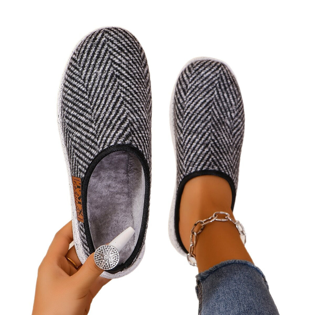 Damen Bequeme Hausschuhe mit Rutschfester Sohle und Herringbone-Muster EB