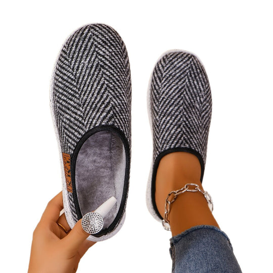 Damen Bequeme Hausschuhe mit Rutschfester Sohle und Herringbone-Muster EB