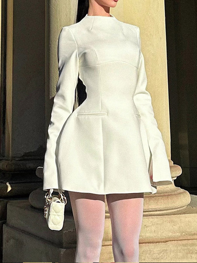 Damen Modisches Kurzkleid mit strukturiertem Design und eleganter Silhouette EB