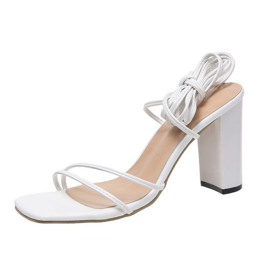 Damen hohe Riemchen Sandalen mit eleganter Schnürung EB