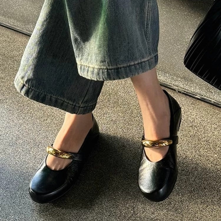 Damen Elegante und komfortable Ballerinas mit modischem Riemchen EB