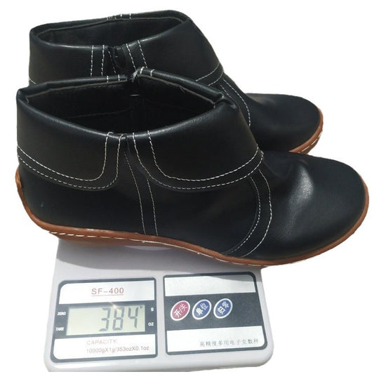 Damen nan weiche Leder-Booties mit klappbarem Riemen, seitlichem Reißverschluss und flexibler Profilsohle EB