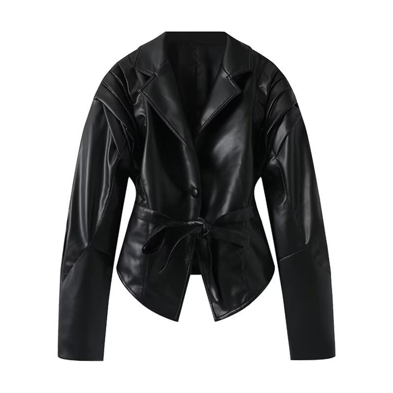 Damen Eleganter Blazer mit strukturierten Details und Taillengürtel EB