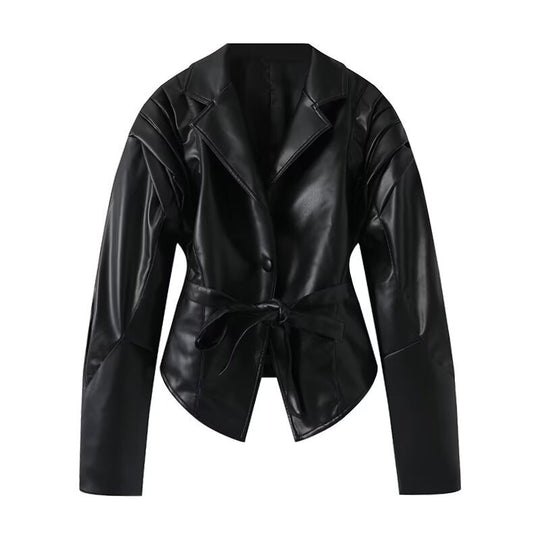 Damen Eleganter Blazer mit strukturierten Details und Taillengürtel EB