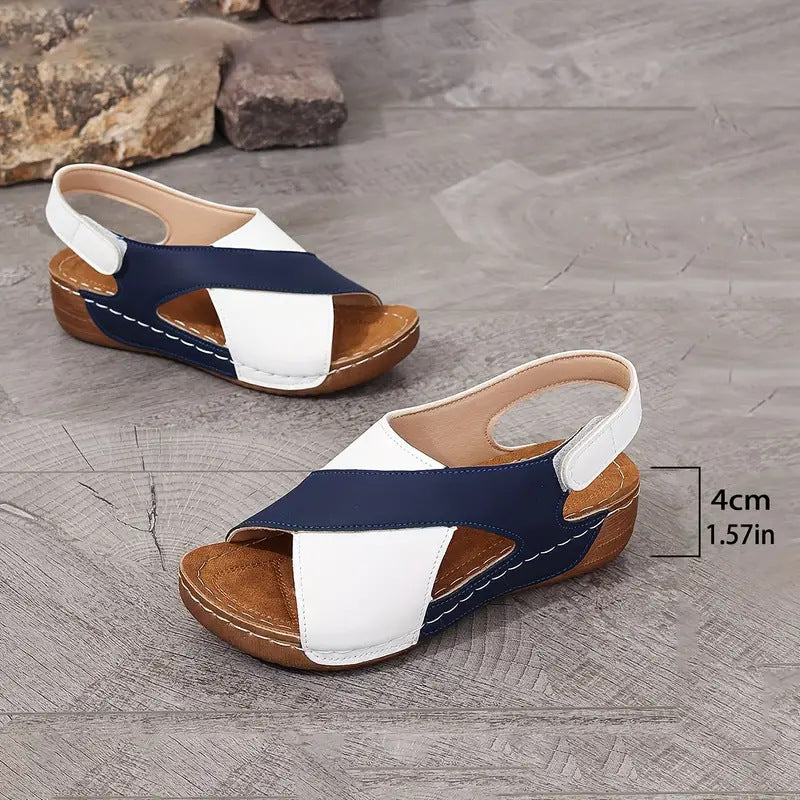Damen Wedgesandalen mit modischem Kreuzriemen-Design und anatomischer Fußbettung EB