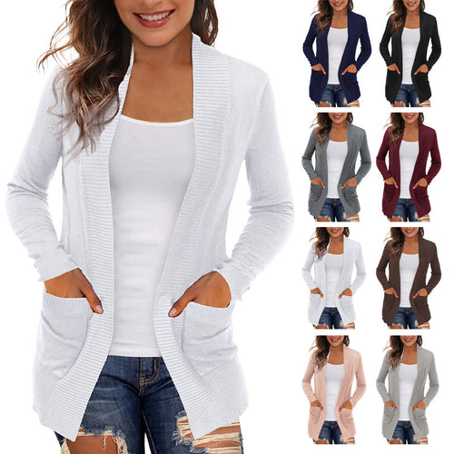 Damen Langärmliger Strickmantel EB