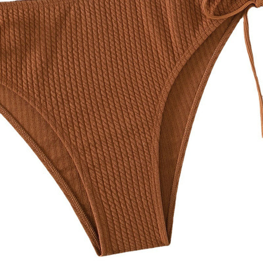 Damen Bikiniset mit raffiniertem Bindedesign und hochgeschnittenem Unterteil EB