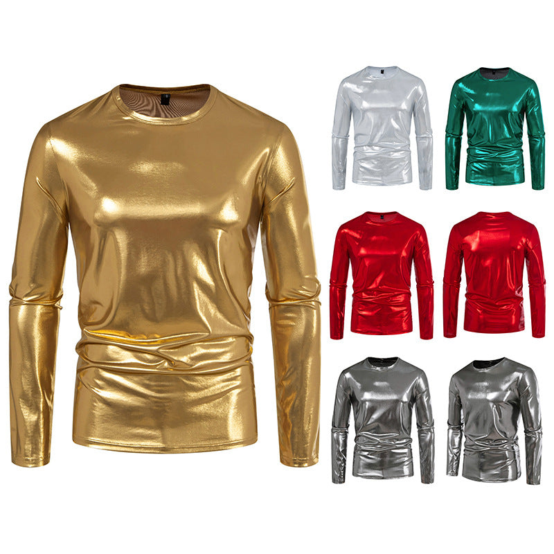 Herren Langarmshirt aus glattem, reflektierendem Material EB