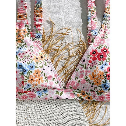 Damen Triangel-Bikinioberteil mit floralem Musterdruck EB