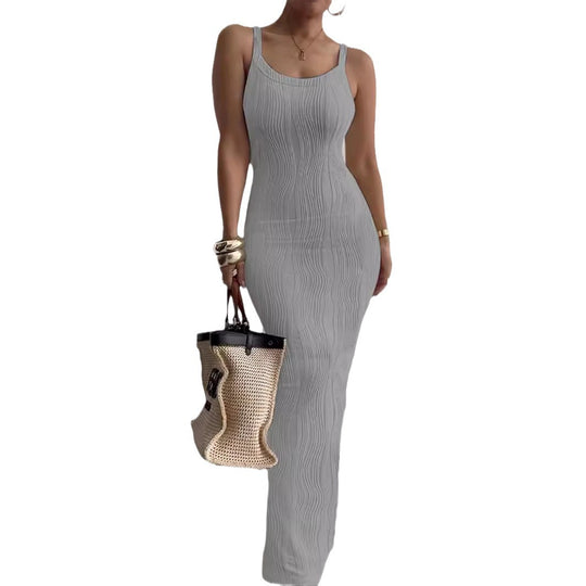 Damen Maxikleid mit schmaler Silhouette und strukturiertem Stoff EB