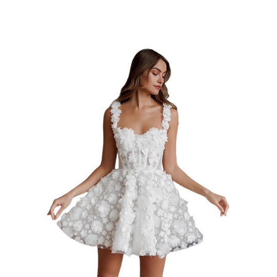 Damen Elegantes Maxikleid mit floralen Applikationen und transparenten Ärmeln EB
