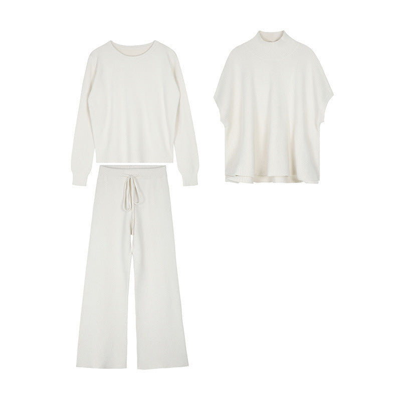 Damen Modischer Strickanzug mit oversized Pullover und weiten Hosen EB