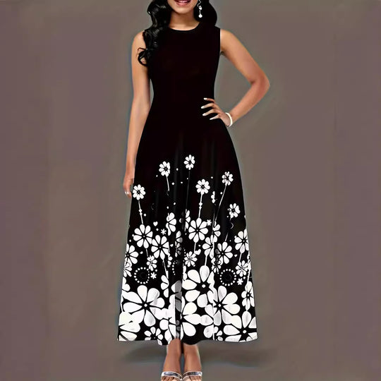 Damen Maxikleid mit floralem Muster und praktischen Seitentaschen EB