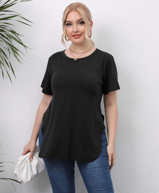 Damen lässiges T-Shirt mit seitlichen Eingrifftaschen EB
