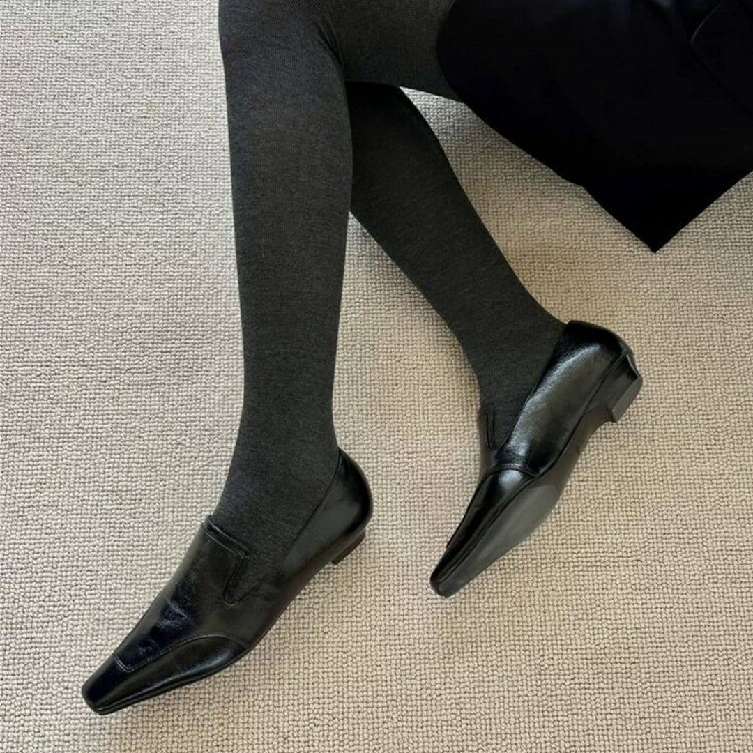Damen Modische Loafer aus hochwertigem Leder mit elastischem Einschlupf EB