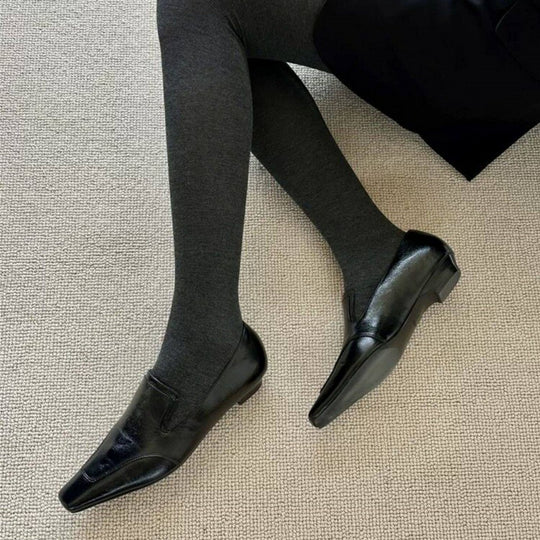 Damen Modische Loafer aus hochwertigem Leder mit elastischem Einschlupf EB
